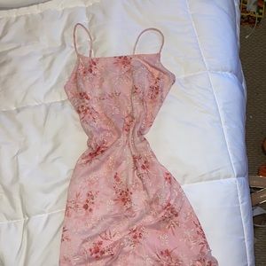 vintage Y2K pink asymmetrical spring dress